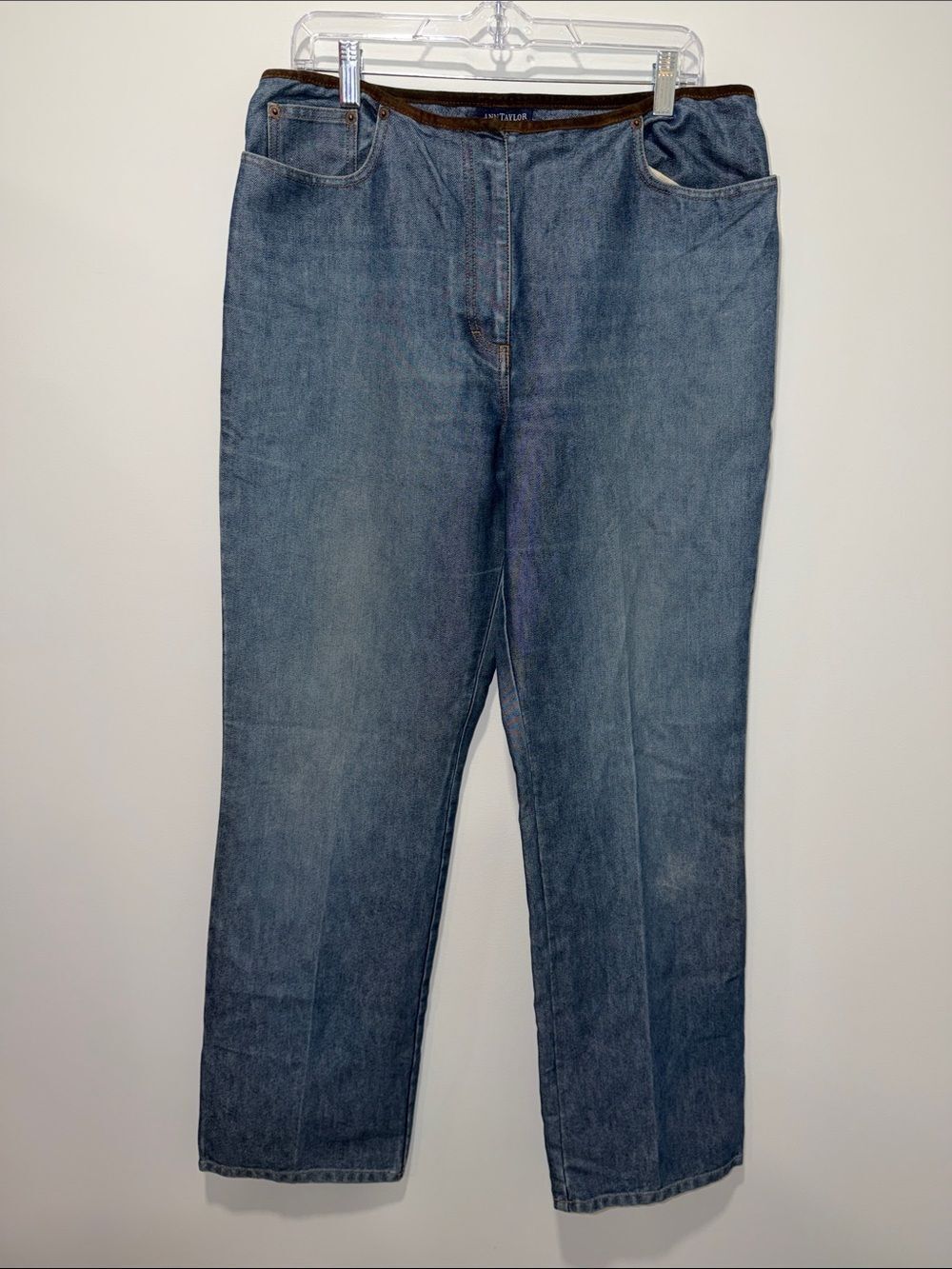 ANN TAYLOR 14 Retro Western Cowgirl Rare Medium Wash Straight Blue Jeans
